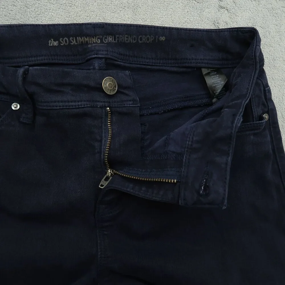 Chico's Jeans Women's Size 00 US-2 Blue Mid-Rise Girlfriend Crop 25.5